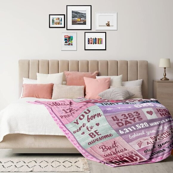 Flannel Blanket Throw  / 60"X50" /12th Birthday  GREAT BIRTHDAY GIFT / BRAND NEW - Picture 6 of 6